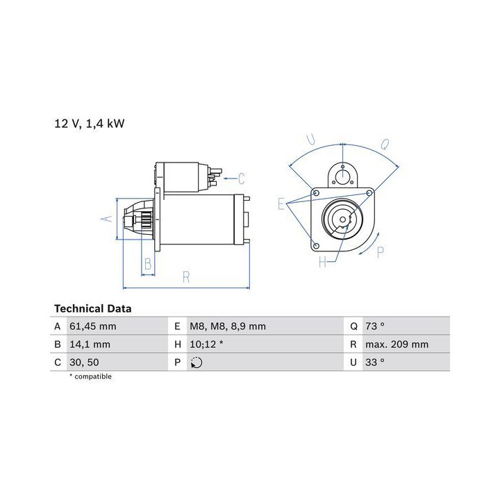 Starteris BOSCH 0 986 022 121