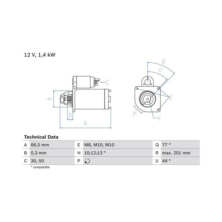 Starteris BOSCH 0 986 022 800