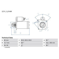 Starteris BOSCH 0 986 022 830