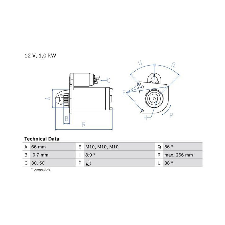 Starteris BOSCH 0 986 022 830