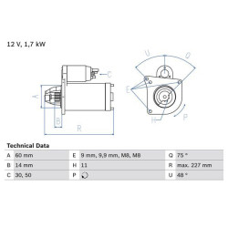 Starteris BOSCH 0 986 023 050