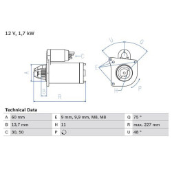 Starteris BOSCH 0 986 024 060