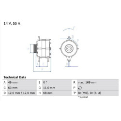 Kintamosios srovės generatorius BOSCH 0 986 030 970