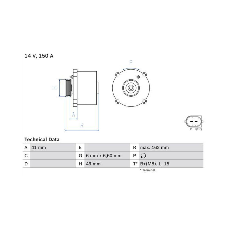 Kintamosios srovės generatorius BOSCH 0 986 041 750