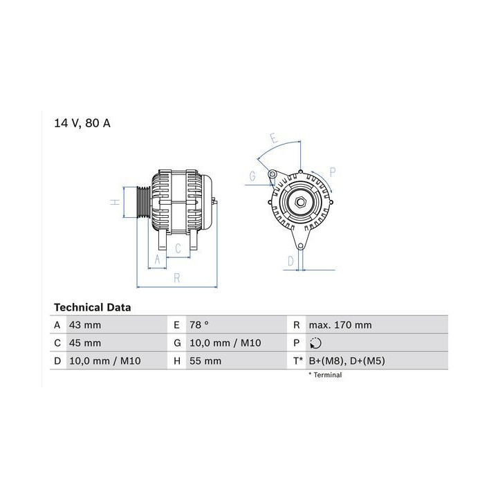 Kintamosios srovės generatorius BOSCH 0 986 042 081
