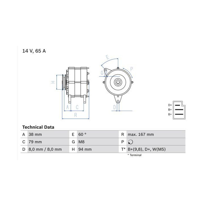 Kintamosios srovės generatorius BOSCH 0 986 044 591