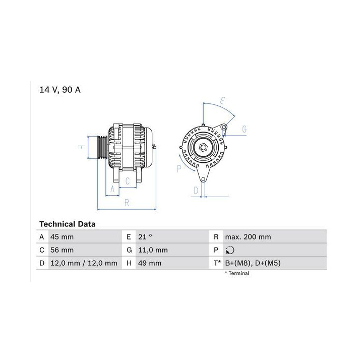 Kintamosios srovės generatorius BOSCH 0 986 046 090