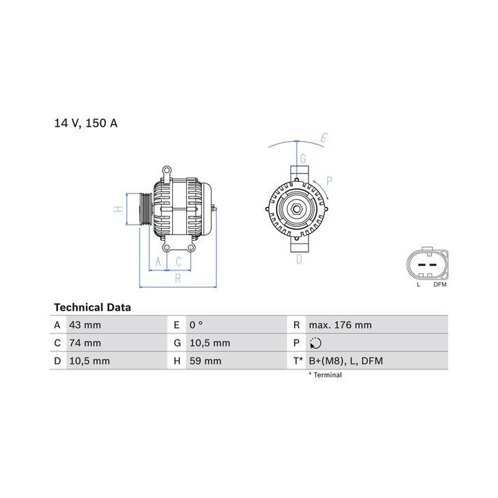 Kintamosios srovės generatorius BOSCH 0 986 047 910