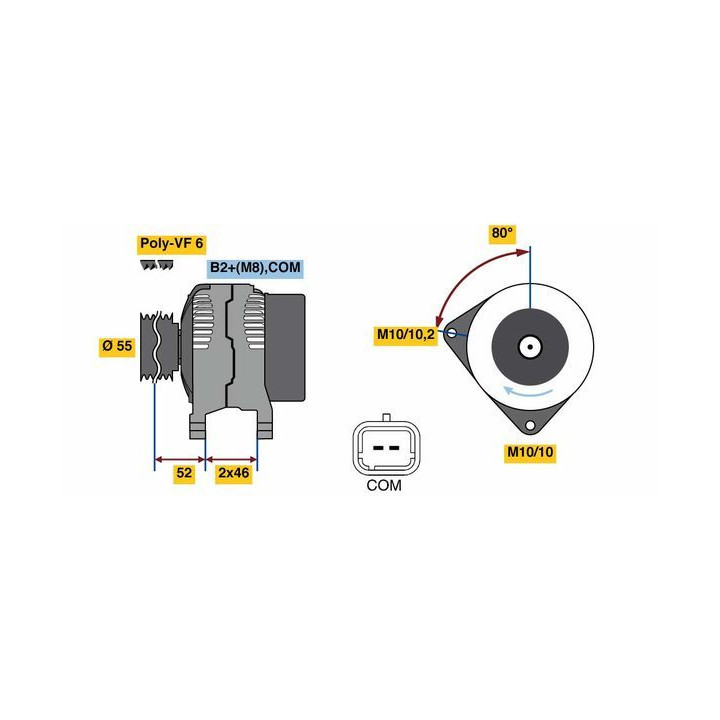 Kintamosios srovės generatorius BOSCH 0 986 048 760